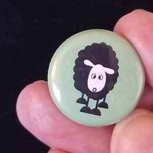 NWT Black Sheep Pin with White Head 1"